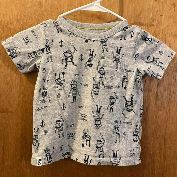 ❤️‍🔥❤️‍🔥🐻Size 4T - Carter - Gray Short Sleeve Pirate Tee - Picture 1 of 7